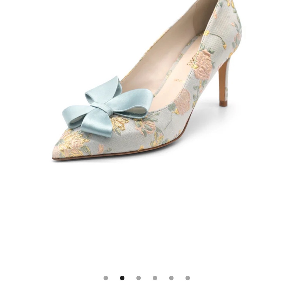 Something Bleu Bridal Floral Heels with Blue Bow